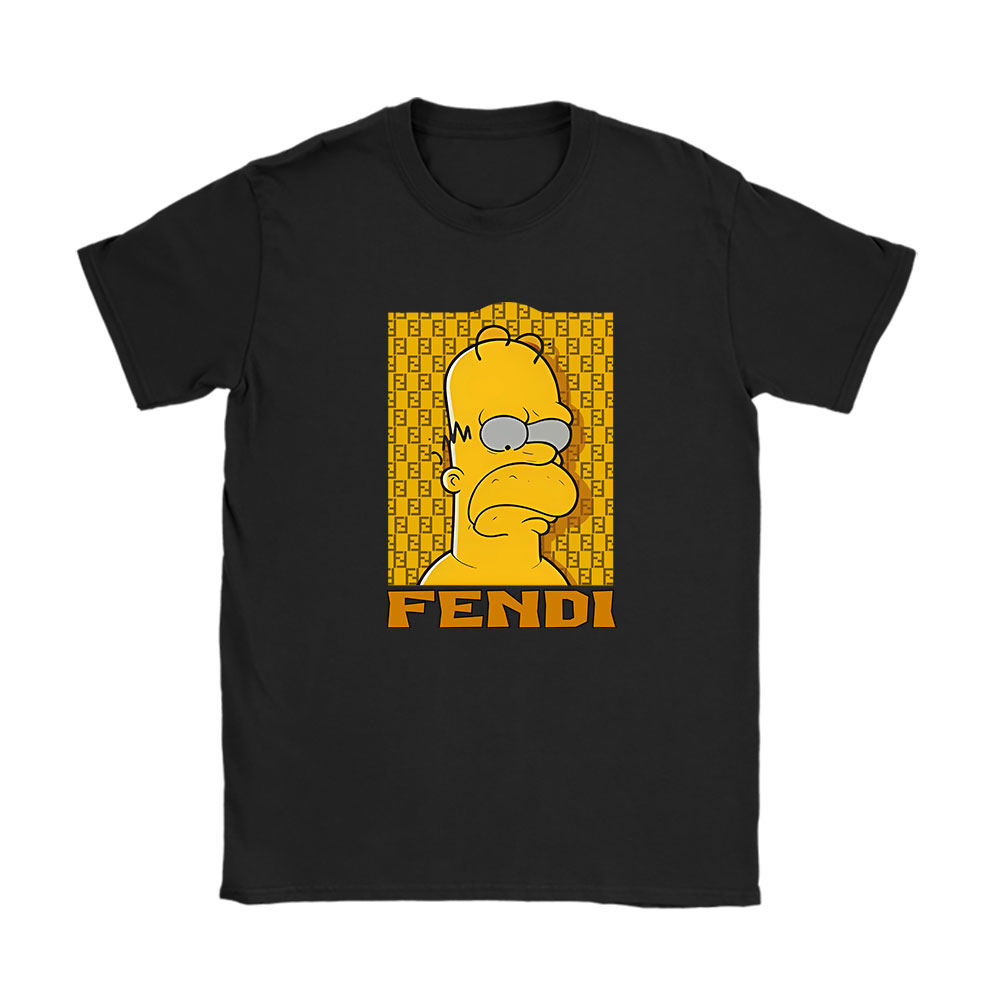 The Simpsons Homer Simpson Fendi Unisex T-Shirt Cotton Tee BN13763