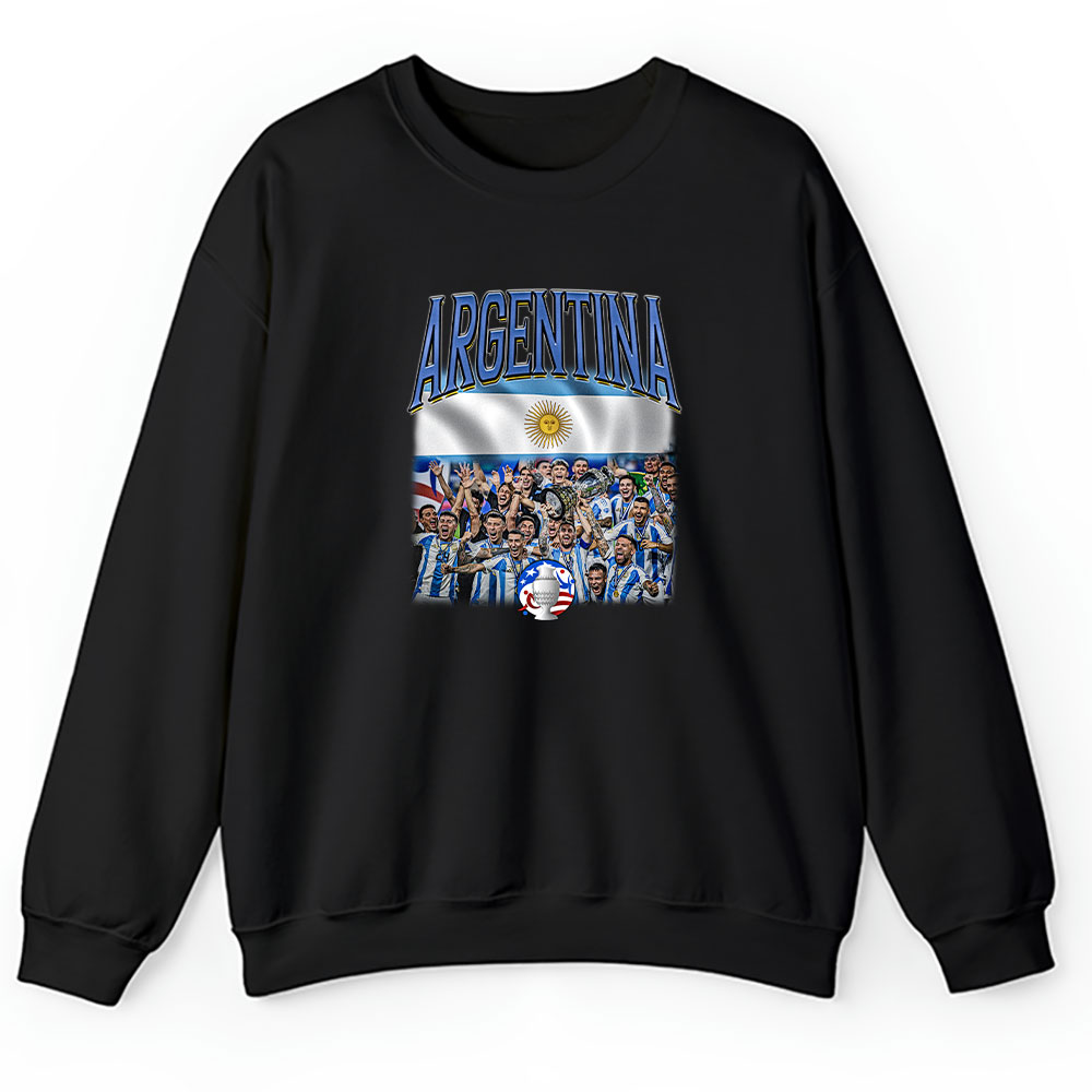 Copa America Usa 2024 X Argentina Winner X Defending Champion X Messi Unisex Sweatshirt BTN12581