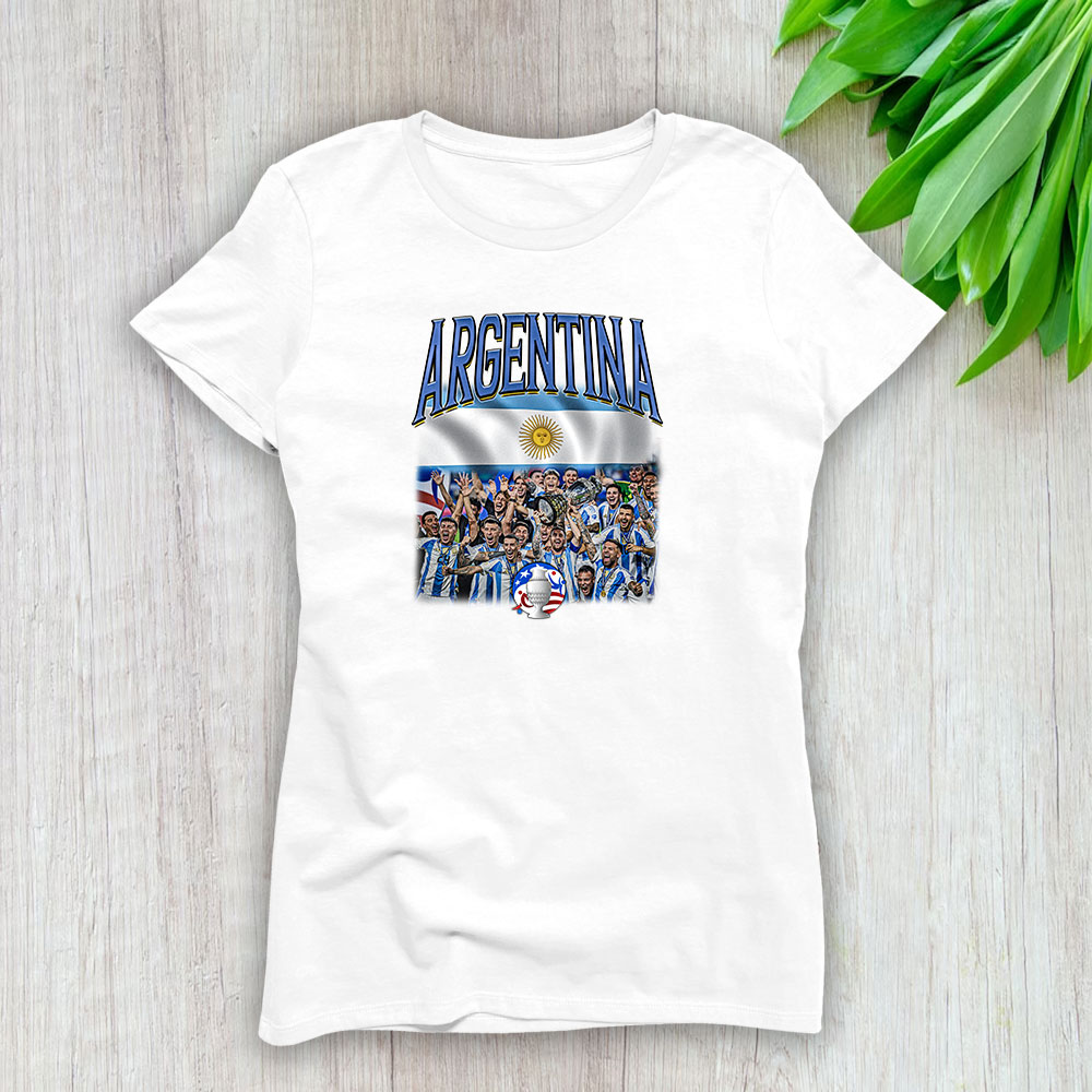 Copa America Usa 2024 X Argentina Winner X Defending Champion X Messi Lady T-Shirt Women BTN12581