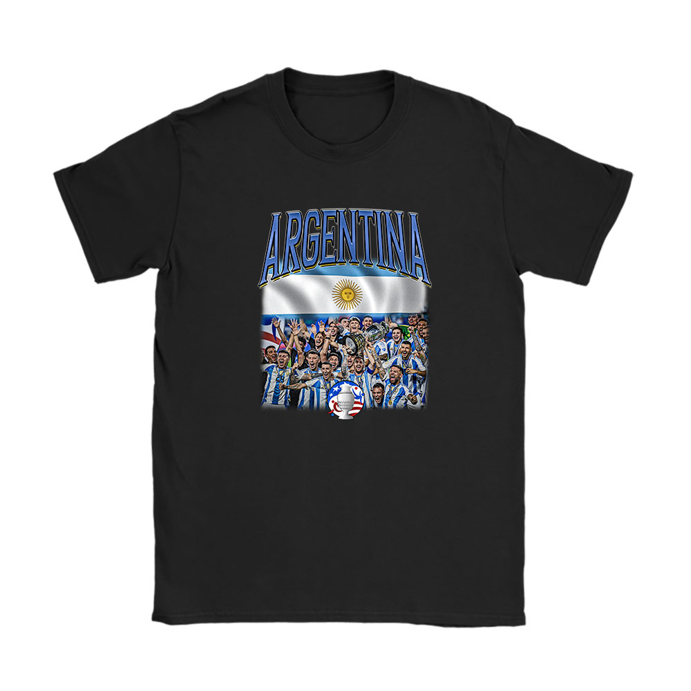Copa America Usa 2024 X Argentina Winner X Defending Champion X Messi Unisex T-Shirt Cotton Tee BN12581