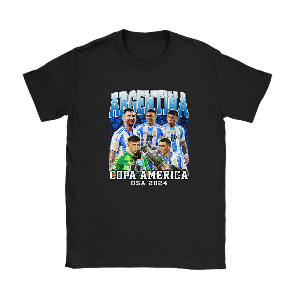 Copa America Ecuador 2024 X Argentina Winner X Defending Champion Unisex T-Shirt Cotton Tee BN12574