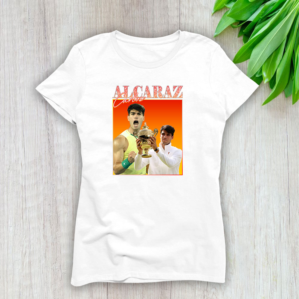 Carlos Alcaraz Winner Wimbledon 2024 X Alcarazarmy X Defending Champion Lady T-Shirt Women BTN12564