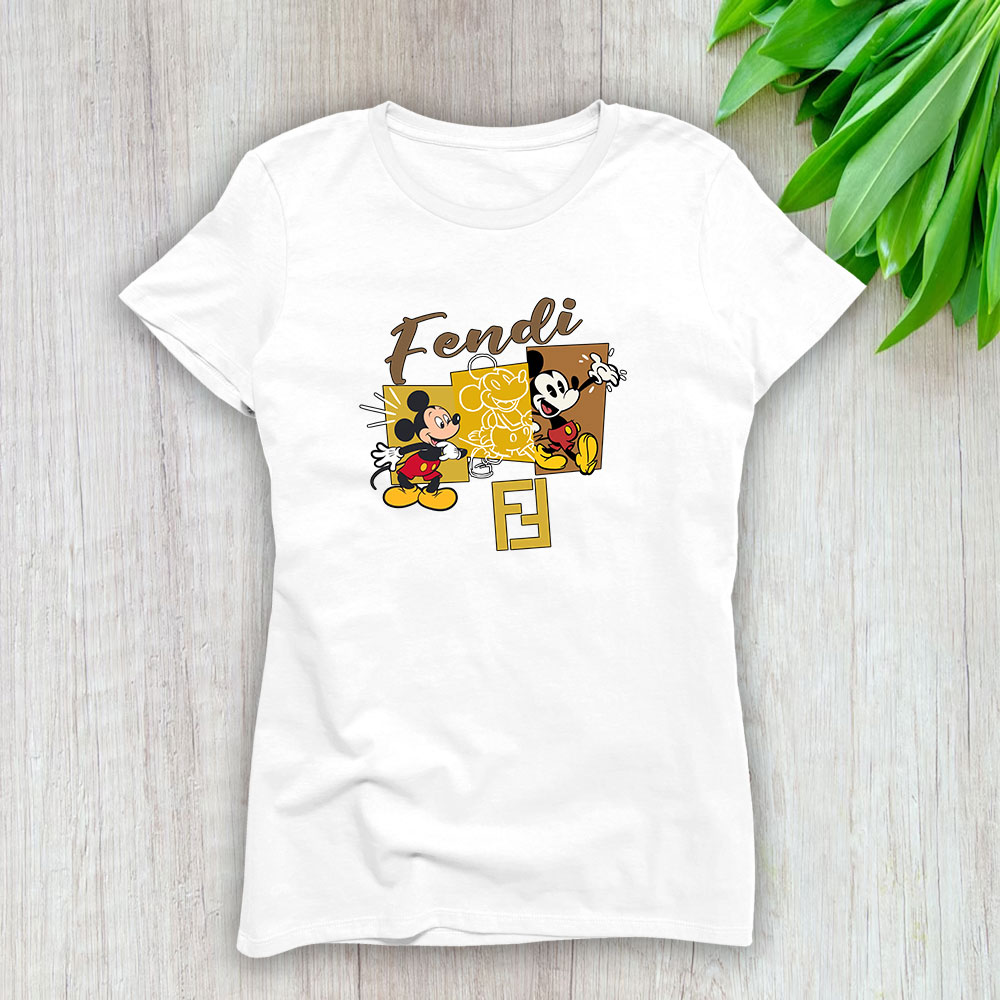 Mickey Mouse Fendi Lady T-Shirt Women Cotton Tee TLT7597