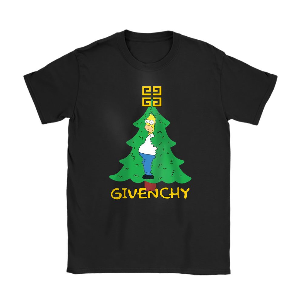 Homer Simpson Christmas Tree Givenchy Unisex T-Shirt Cotton Tee BN23334