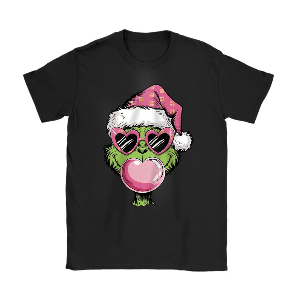 Pink Grinchmas Christmas Blowing Bubble Givenchy Unisex T-Shirt Cotton Tee BN19662