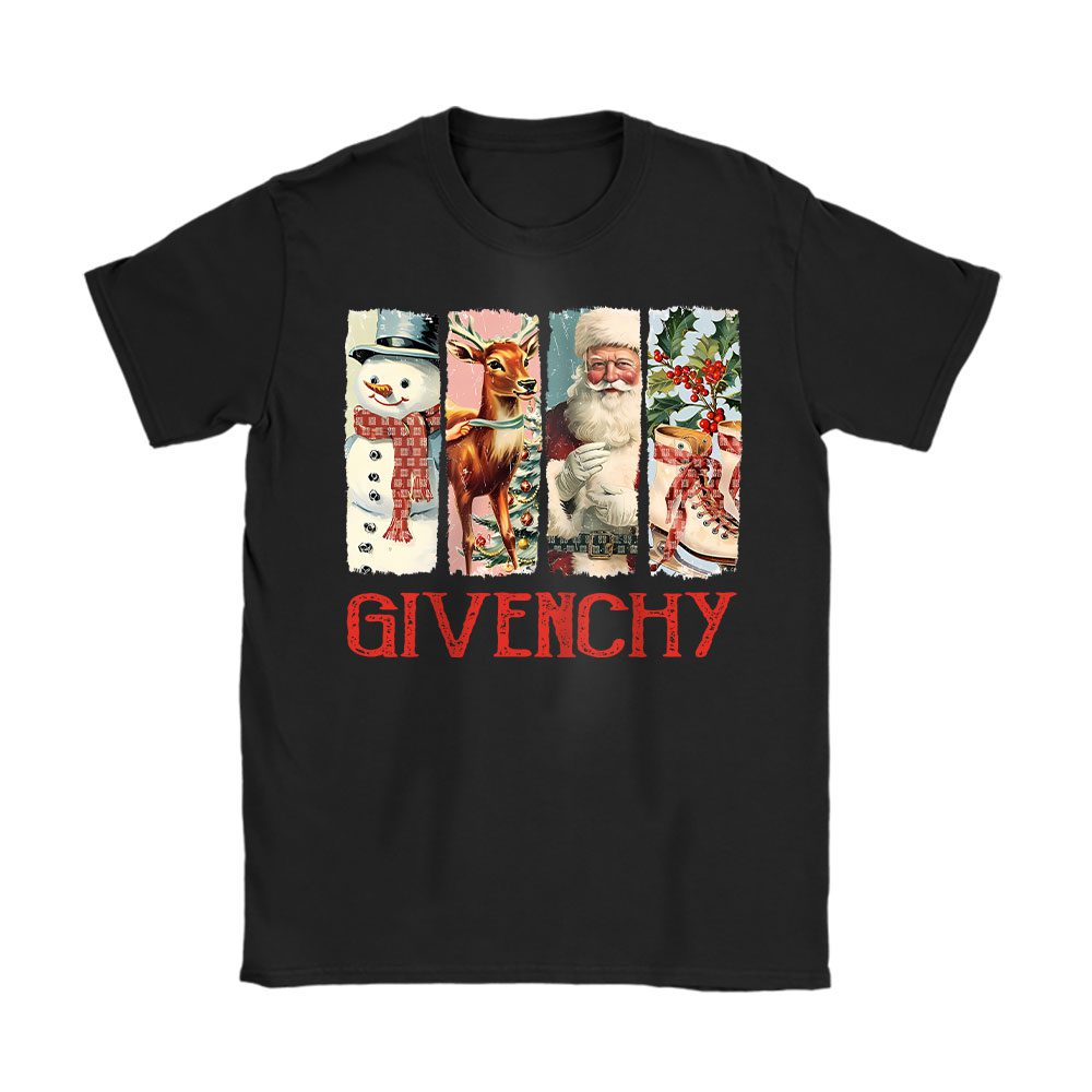 Retro Christmas Santa Claus Givenchy Unisex T-Shirt Cotton Tee BN19676