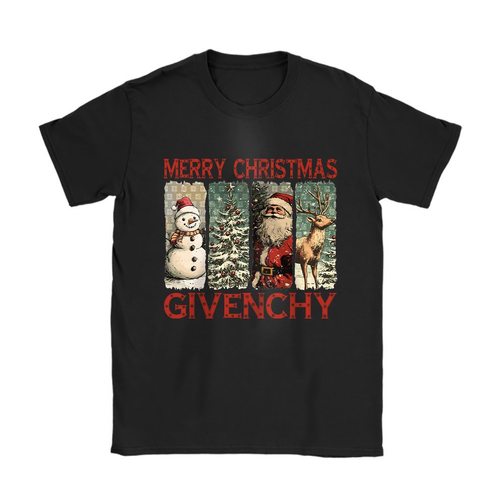 Retro Christmas Santa Claus Givenchy Unisex T-Shirt Cotton Tee BN19675