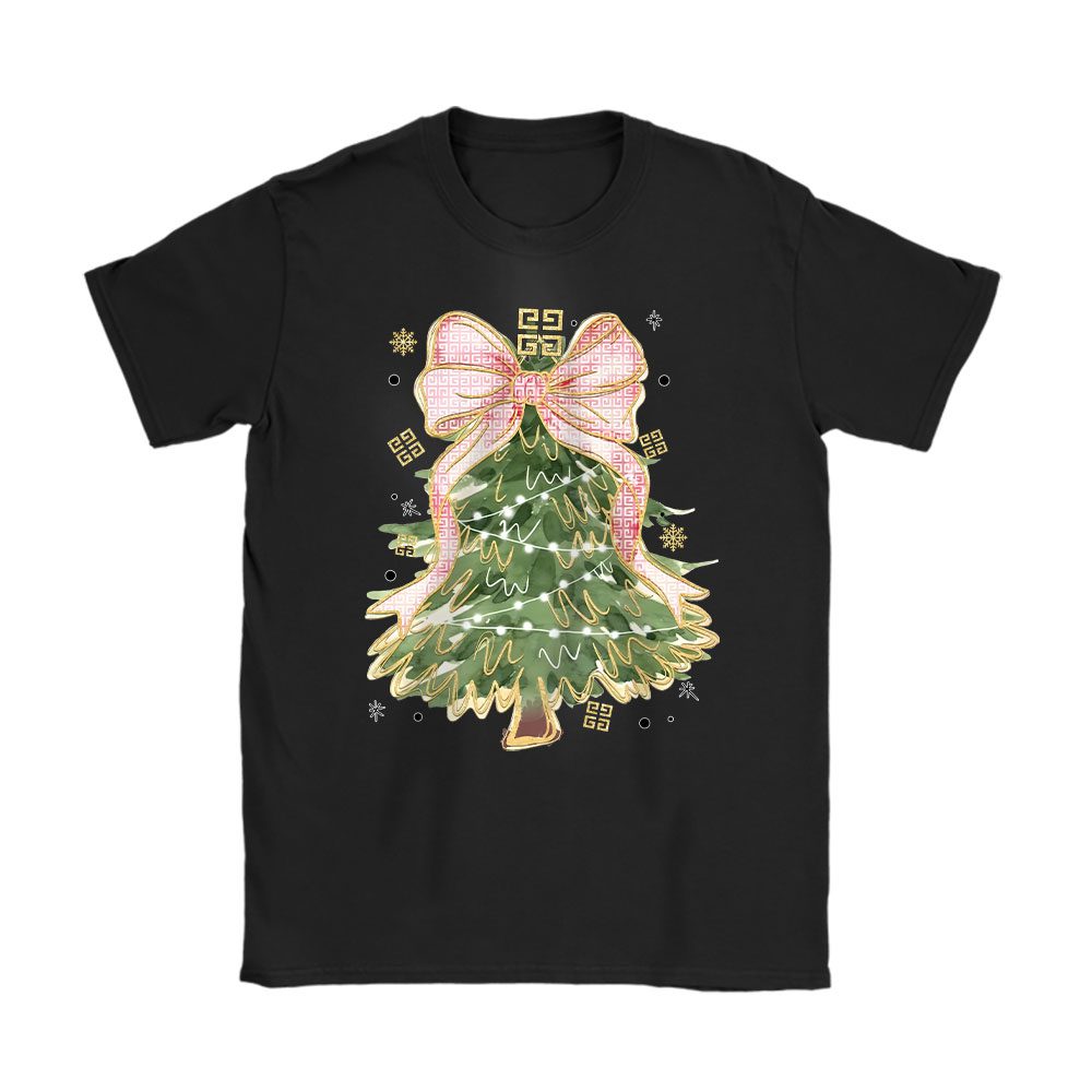 Merry Christmas Coquette Bow Christmas Tree Givenchy Unisex T-Shirt Cotton Tee BN19497