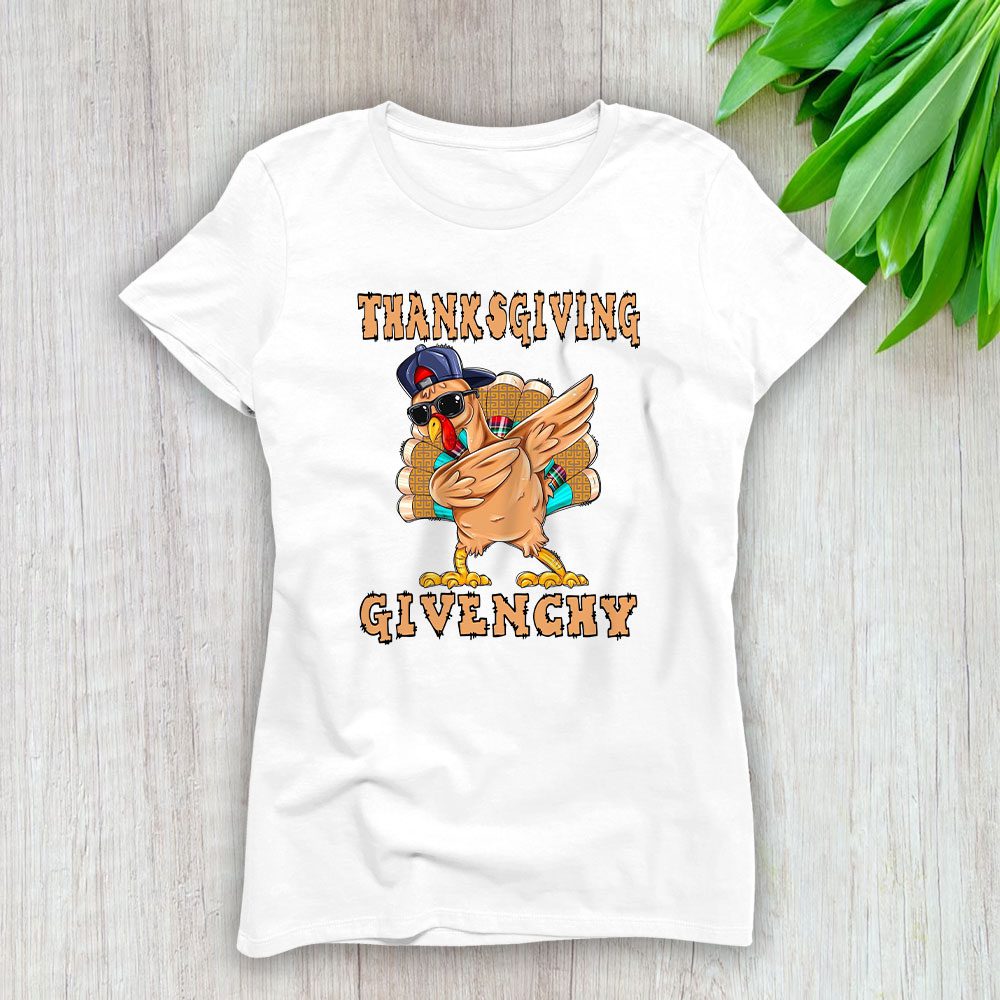 Retro Thanksgiving Turkey Dabbing Givenchy Lady T-Shirt Women BTN19389