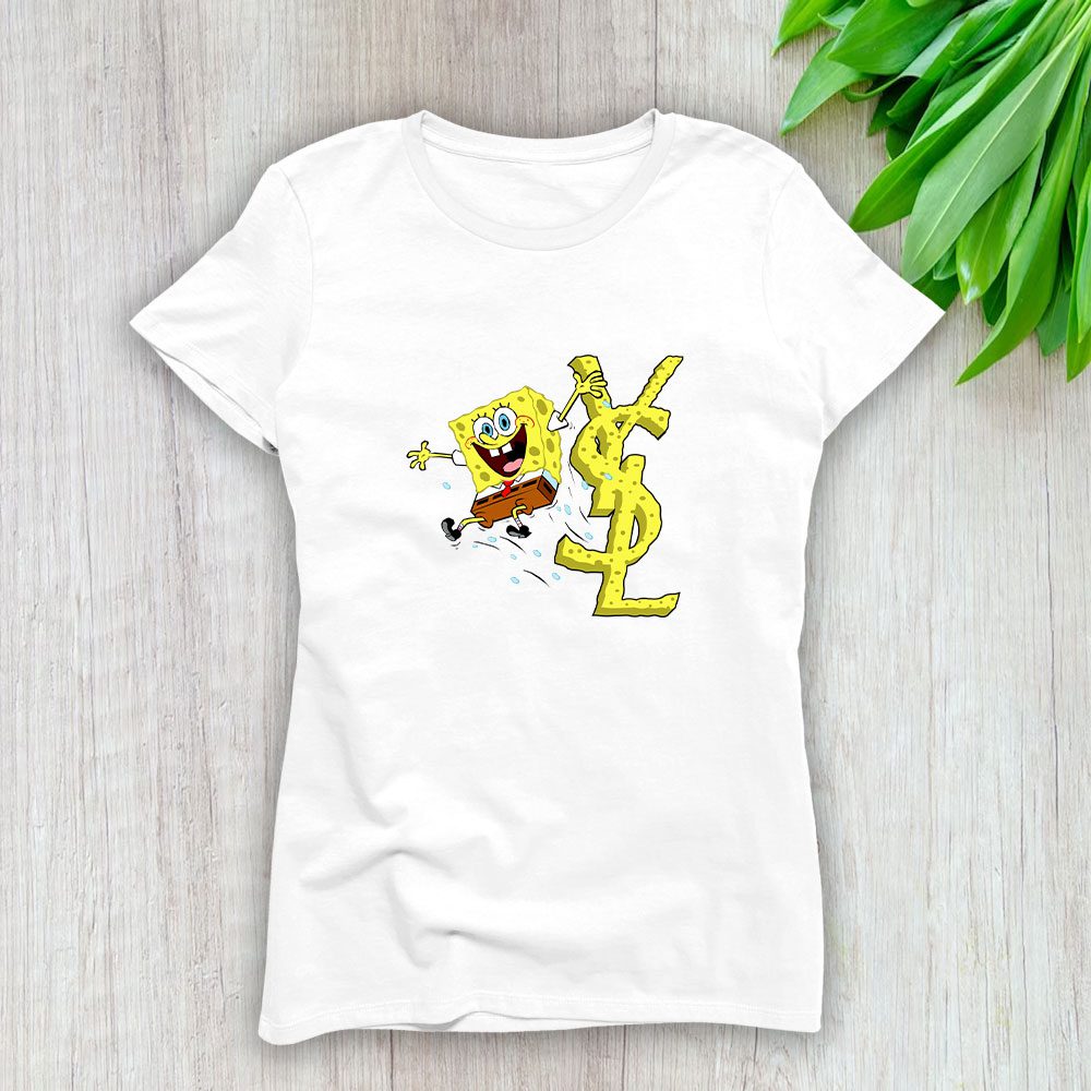 Yves Saint Laurent Logo Luxury Spongebob Lady T-Shirt Luxury Tee For Women LDS1979