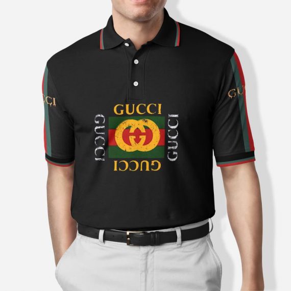 Gift For Gucci Lover Gucci Black Pattern Polo Shirt Hg Gifts For Men Women Men Trend