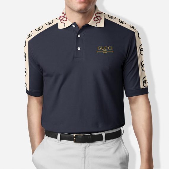 Gift For Gucci Lover Gucci Navy Pattern Polo Shirt Hg Gifts For Men Women Men Trend