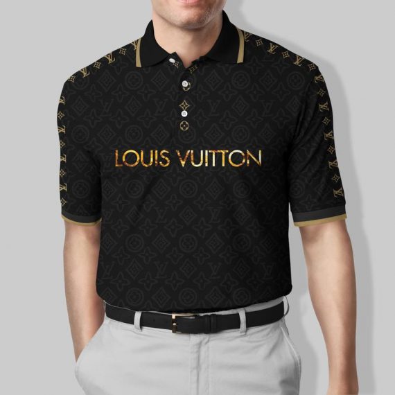 Gift For Louis Vuitton Lover Louis Vuitton Black Yellow Pattern Polo Shirt Hg Gifts For Men Women Men Trend
