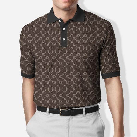 Gift For Gucci Lover Gucci Brown Pattern Polo Shirt Hg Gifts For Men Women Men Trend