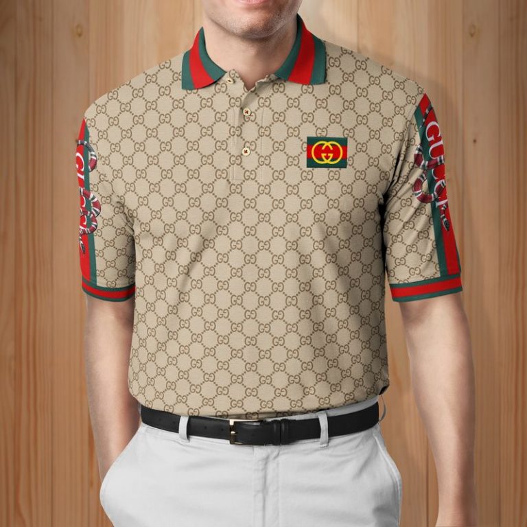 Gift For Gucci Lover Gucci Brown Pattern Polo Shirt Hg Gifts For Men Women Men Trend