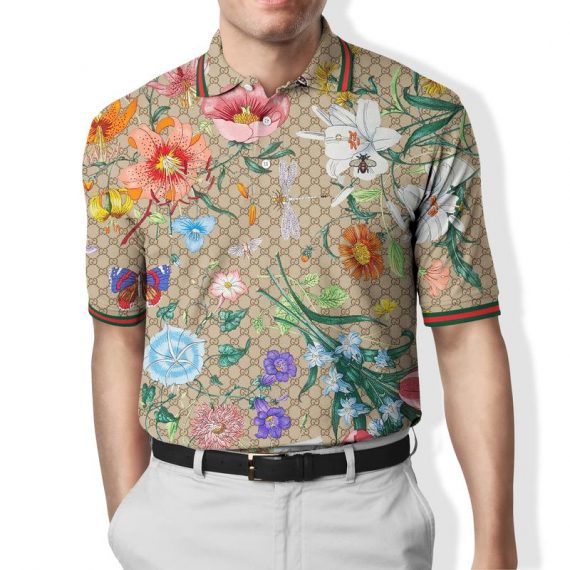 Gift For Gucci Lover Gucci Flower Brown Pattern Polo Shirt Hg Gifts For Men Women Men Trend