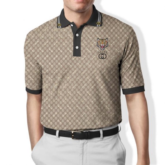 Gift For Gucci Lover Gucci Tiger Brown Polo Shirt Hg Gifts For Men Women Men Trend