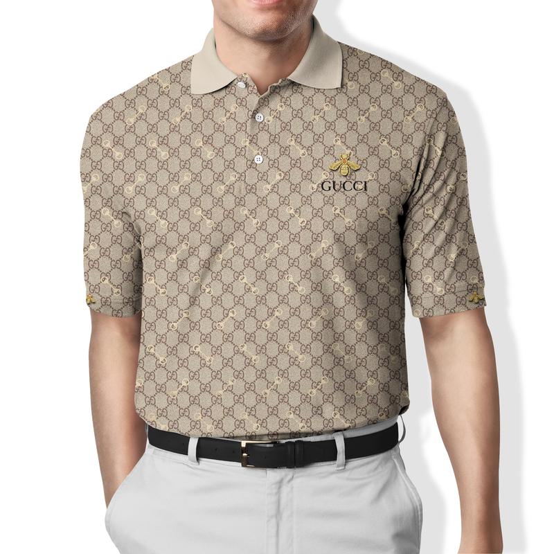 Gift For Gucci Lover Gucci Bee Brown Pattern Polo Shirt Hg Gifts For Men Women Men Trend