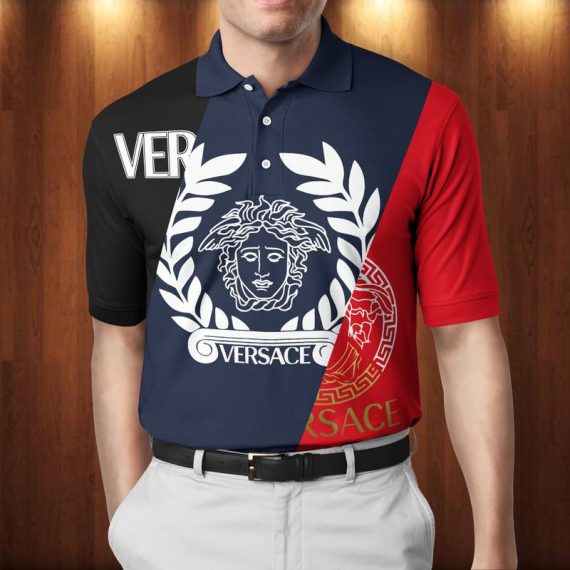 Gift For Versace Lover Versace Black Navy Pattern Polo Shirt Hg Gifts For Men Women Men Trend