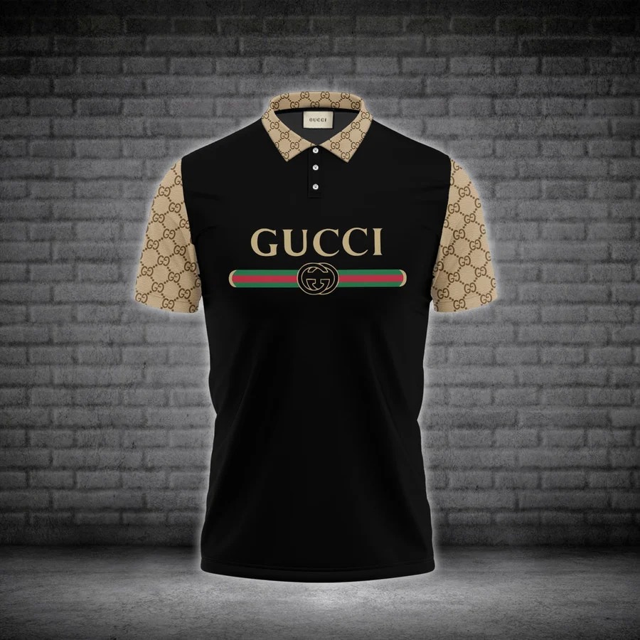 Gucci Black Polo Shirt Luxury Brand Clothing Clothes Golf Tennis Outfit For Men