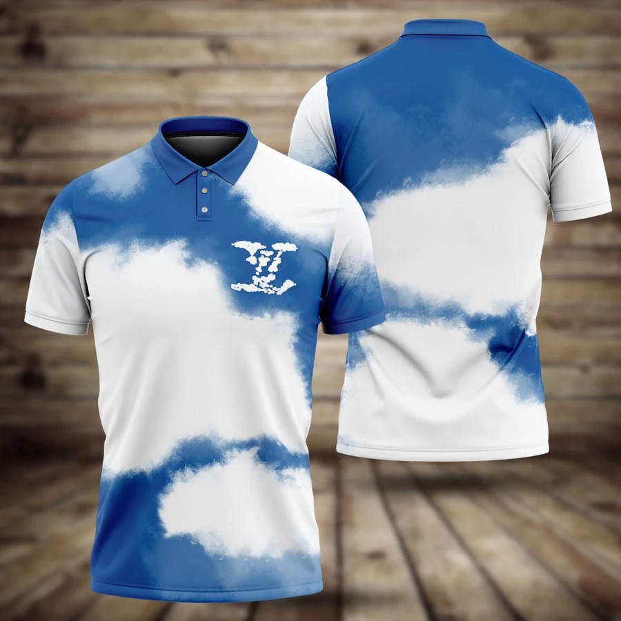 Louis Vuitton Blue Polo Shirt Luxury Brand Clothing Clothes Golf Tennis Outfit For Men