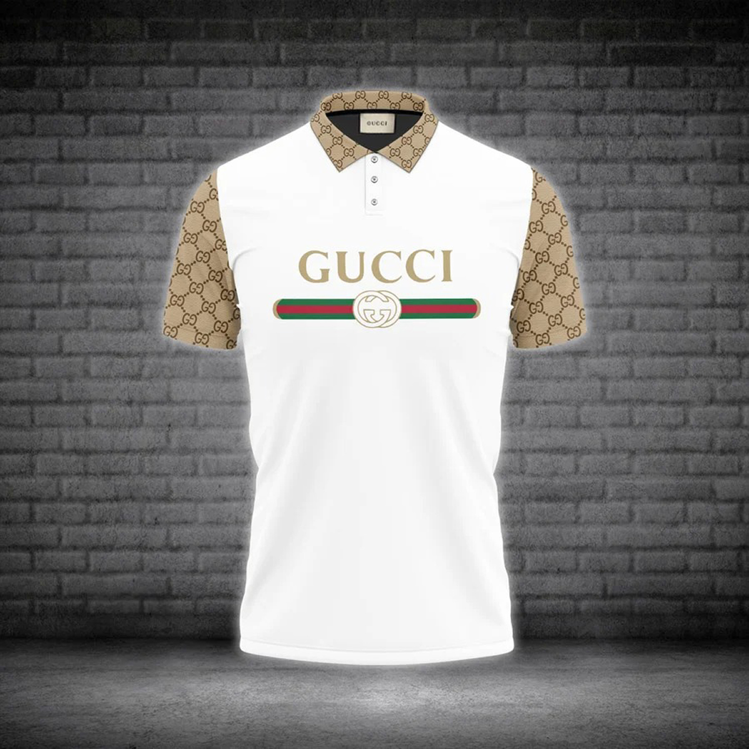 Gucci White Polo Shirt Luxury Brand Clothing Clothes Golf Tennis Outfit For Men