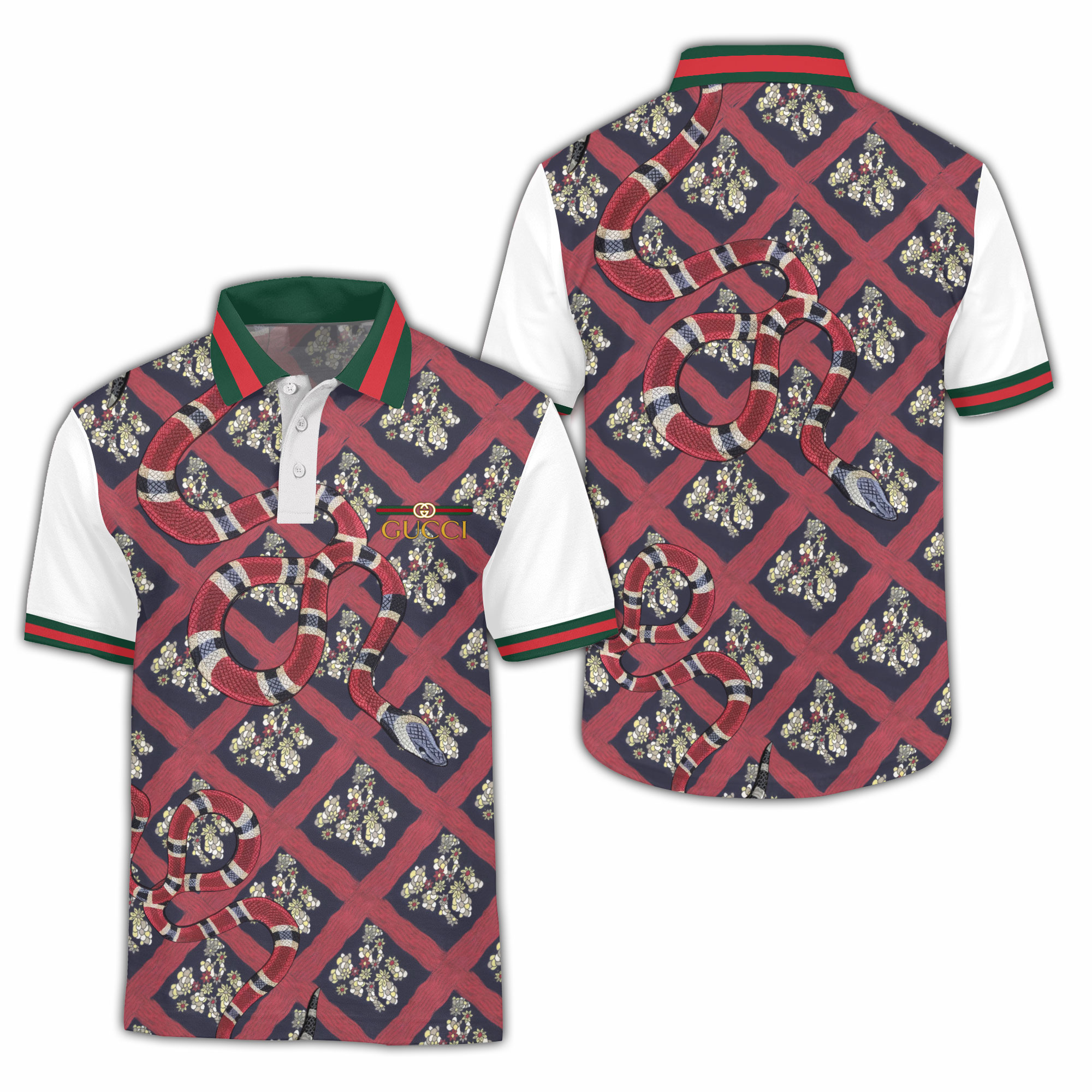 Gift For Gucci Lover Black Gucci Snake Pattern Polo Shirt Hg Gifts For Men Women Men Trend