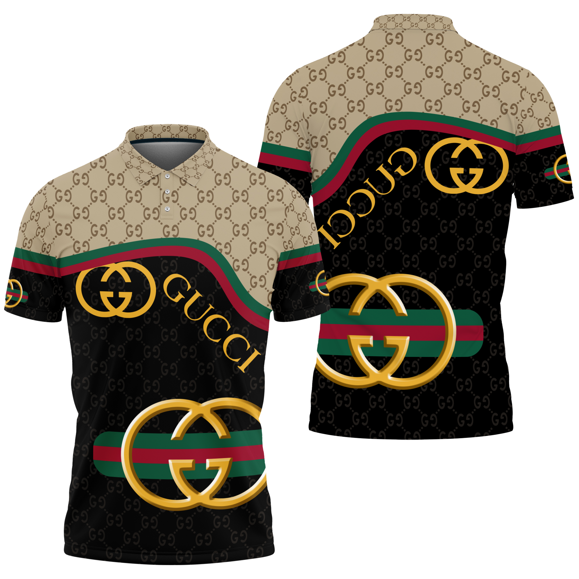 Gucci Black Polo Shirt Luxury Brand Clothing Clothes Golf Tennis Outfit For Men
