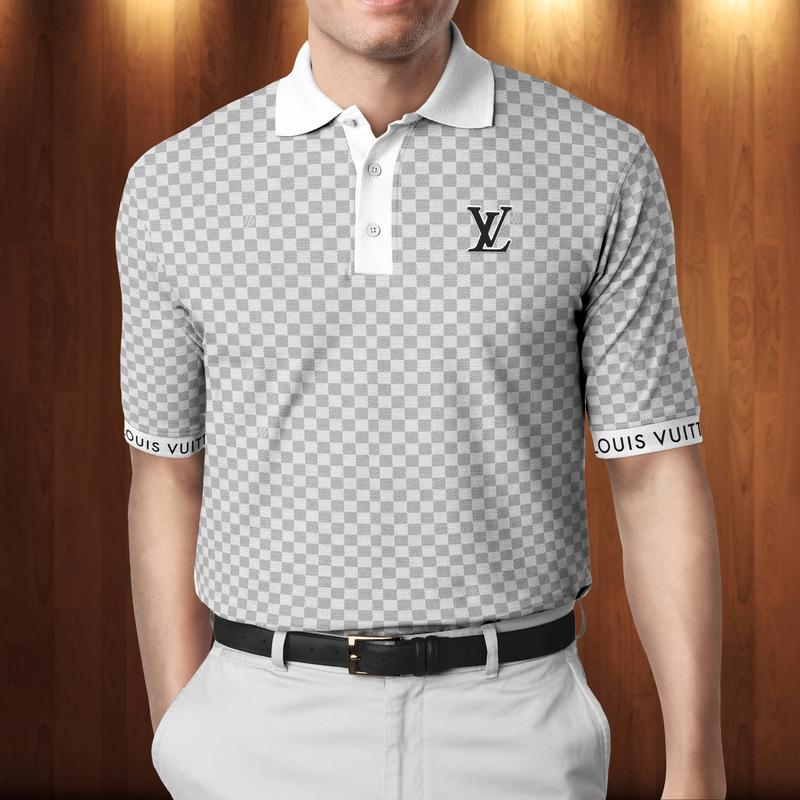 Louis Vuitton Grey Polo Shirt Luxury Brand Clothing Clothes Golf Tennis Outfit For Men