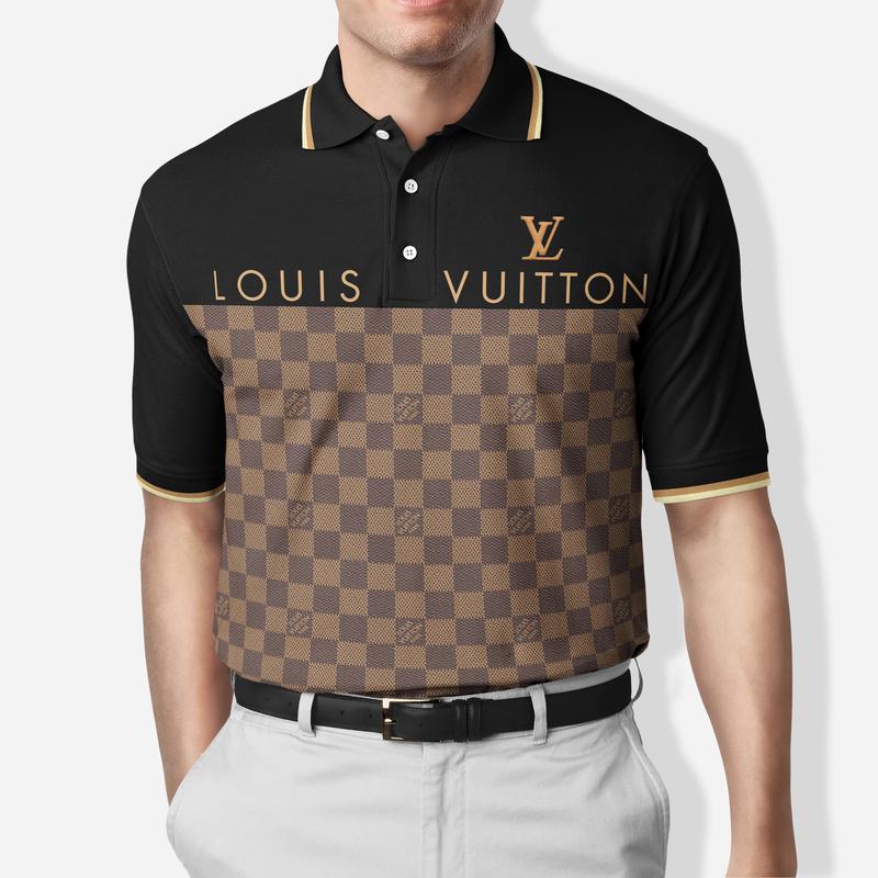 Gift For Louis Vuitton Lover Black Louis Vuitton Pattern Polo Shirt Hg Gifts For Men Women Men Trend