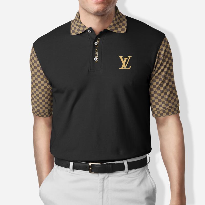 Louis Vuitton Black Brown Polo Shirt Luxury Brand Clothing Clothes Golf Tennis Outfit For Men