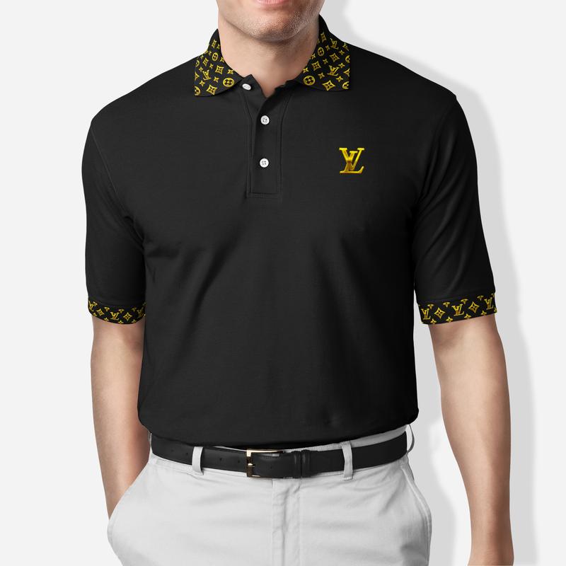 Louis Vuitton Black Polo Shirt Luxury Brand Clothing Clothes Golf Tennis Outfit For Men