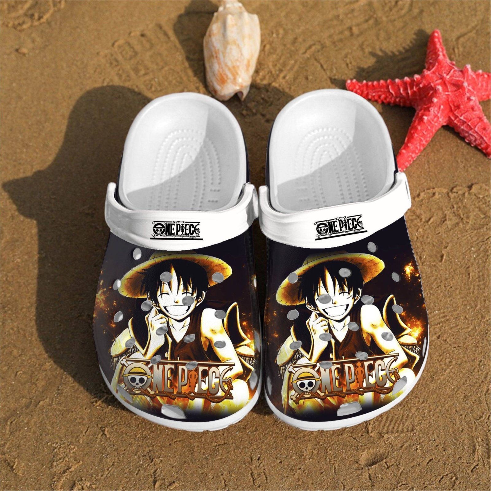 One Piece Art Custom Name Crocs Crocband Clog Comfortable BTN676 For Men And Women