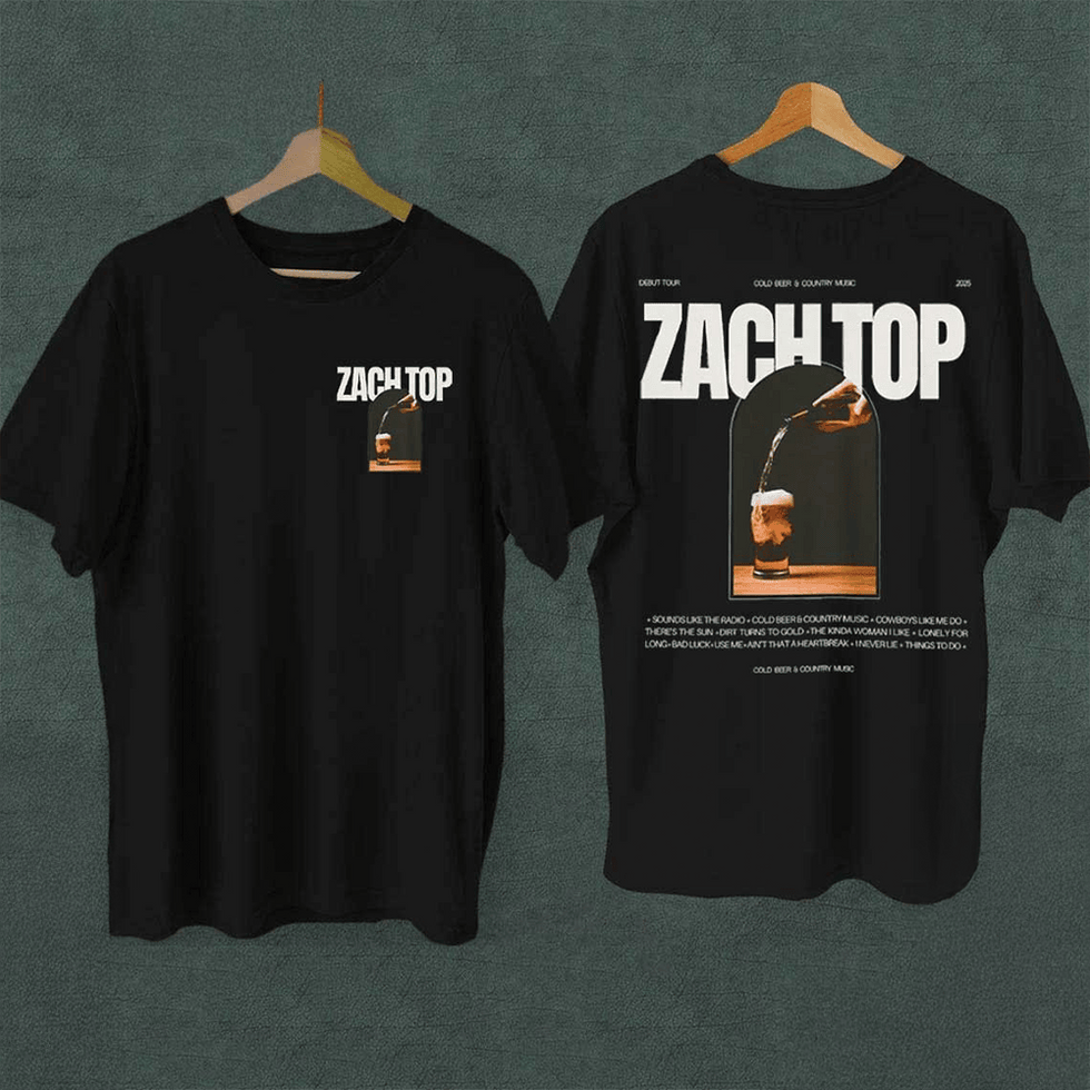 Zach Top Merch Zach Top Cold Beer And Country Music Tour 2025 T-Shirt