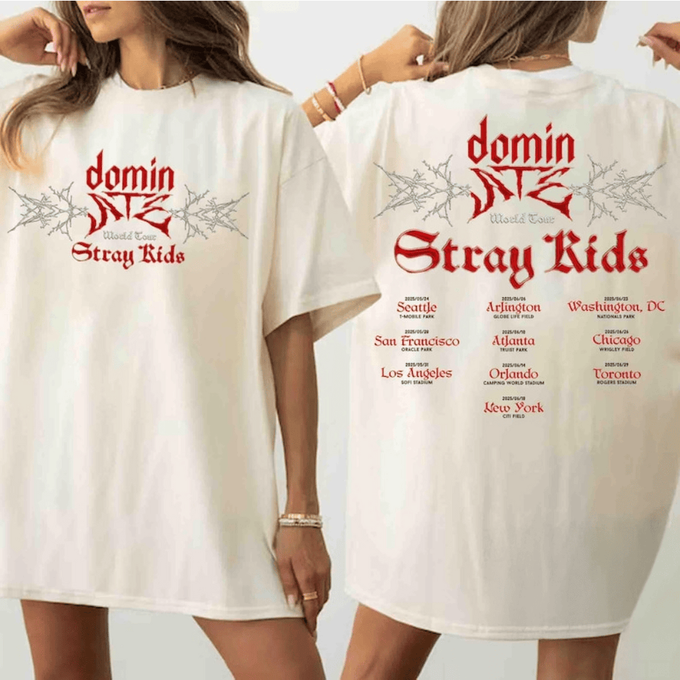 Live Nation Stray Kids Merch Stray Kids Dominate World Tour 2025 T-Shirt