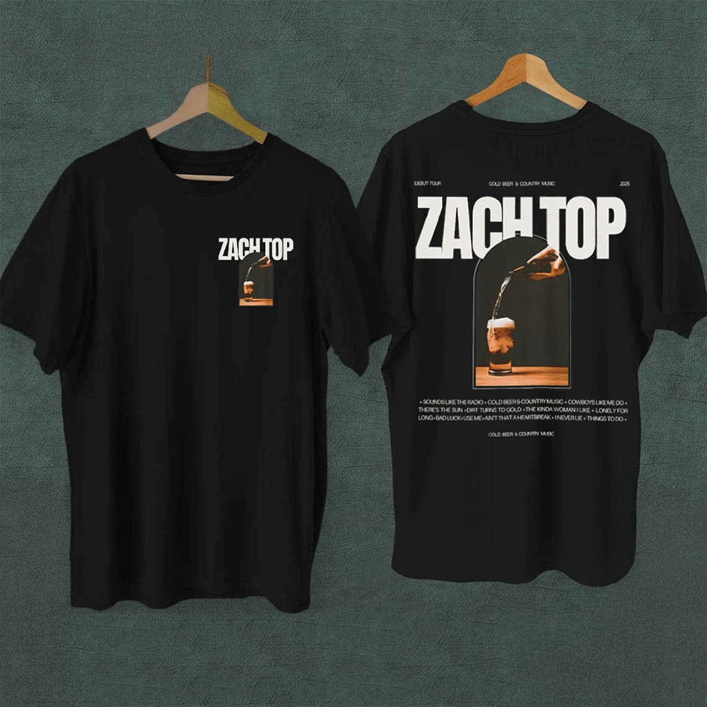 Zach Top Merch Zach Top Cold Beer And Country Music Tour 2025 T-Shirt