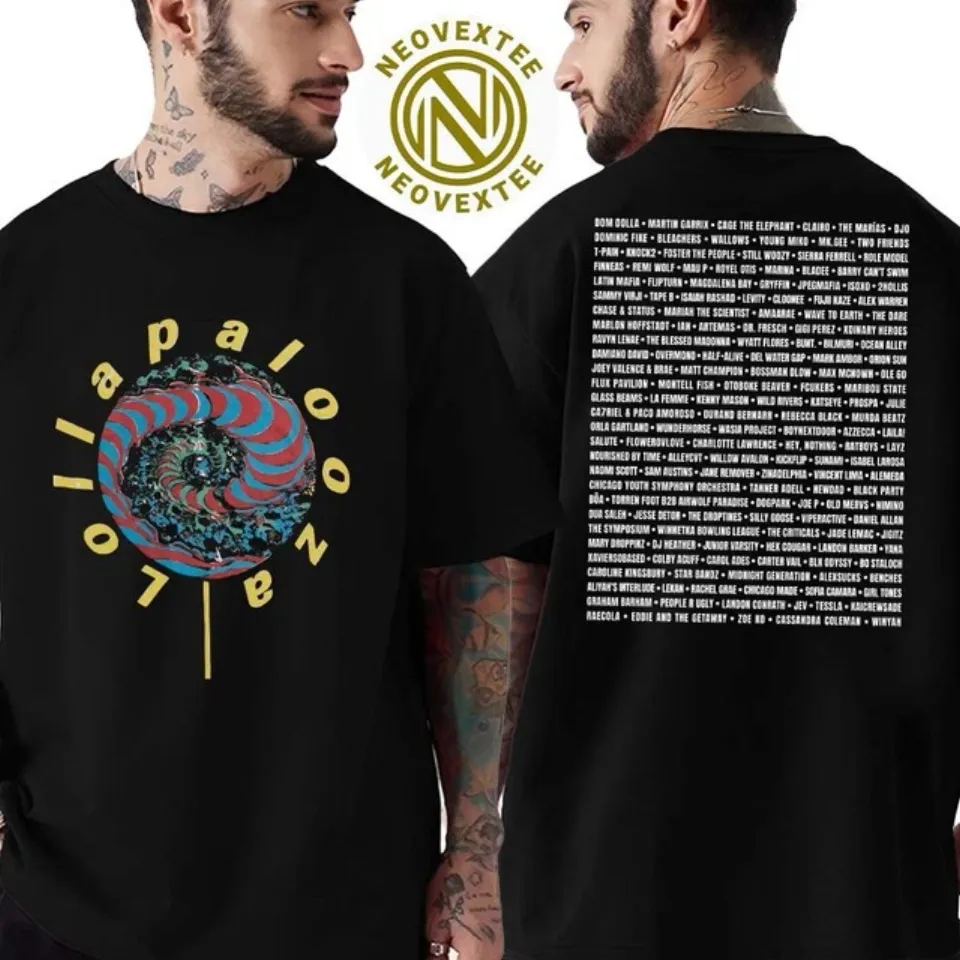Lollapalooza Merch Shirt Music Festival 2025 Full Lineup Two Sided Print T-Shirt