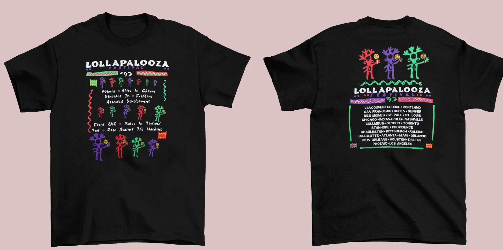 1993 Lollapalooza Graphic Short Sleeve All Size Shirt