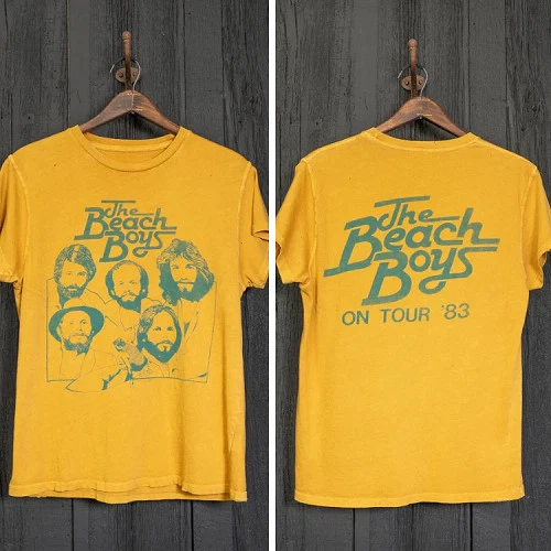 The Beach Boys Band On Tour 83 Basic Style Gold Shirt