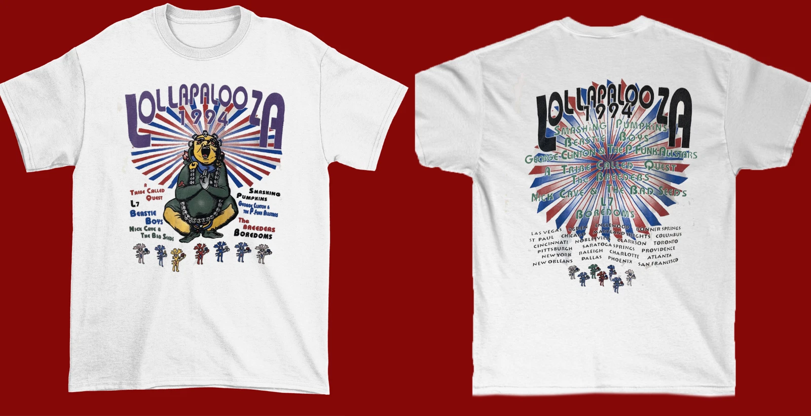 1994 Lollapalooza Band Member Music White T-Shirt