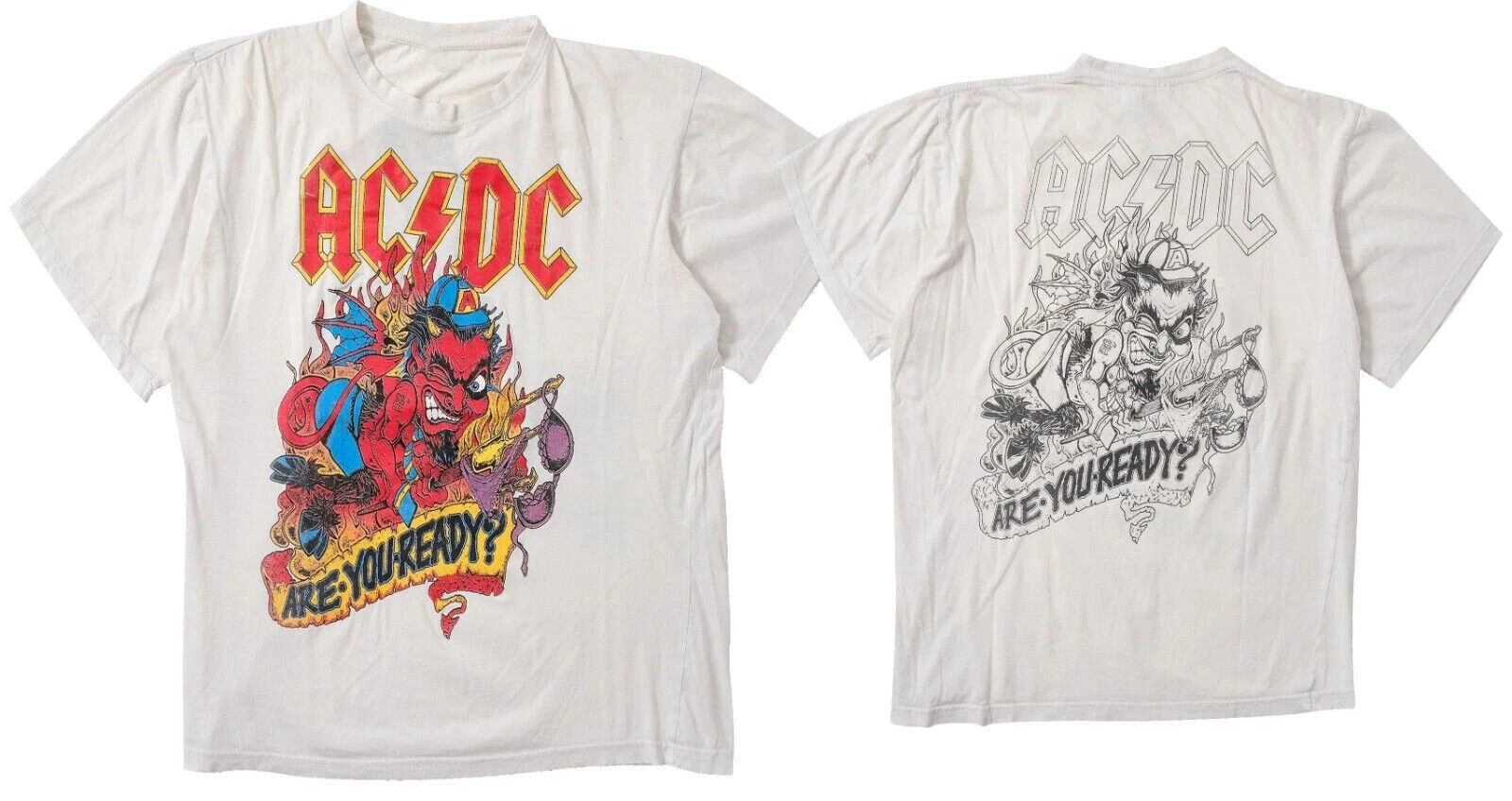 Acdc Are You Ready Shirt Double Sided Unisex Full Size White Shirt