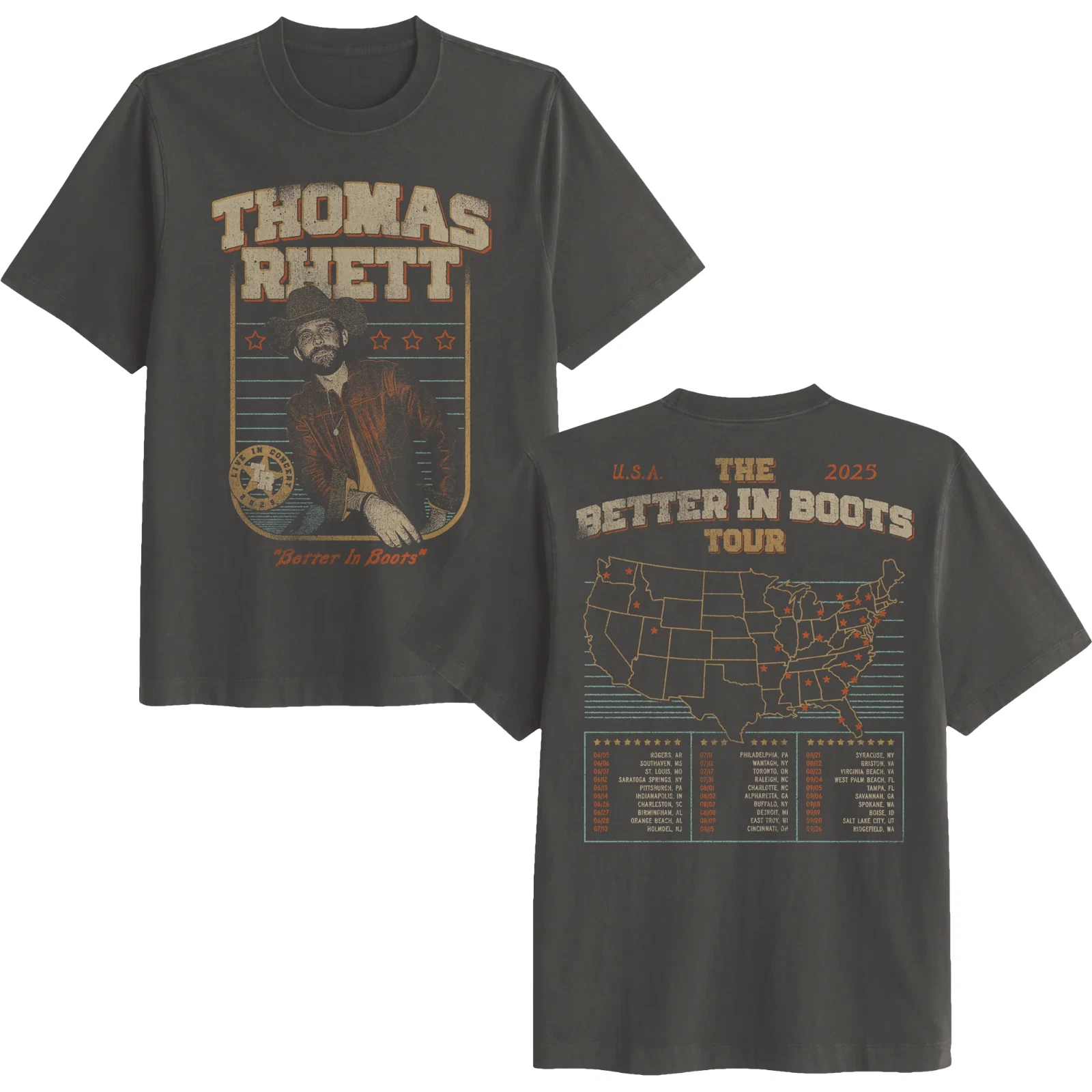 Thomas Rhett The Better In Boots Tour 2025 Concert T-Shirt
