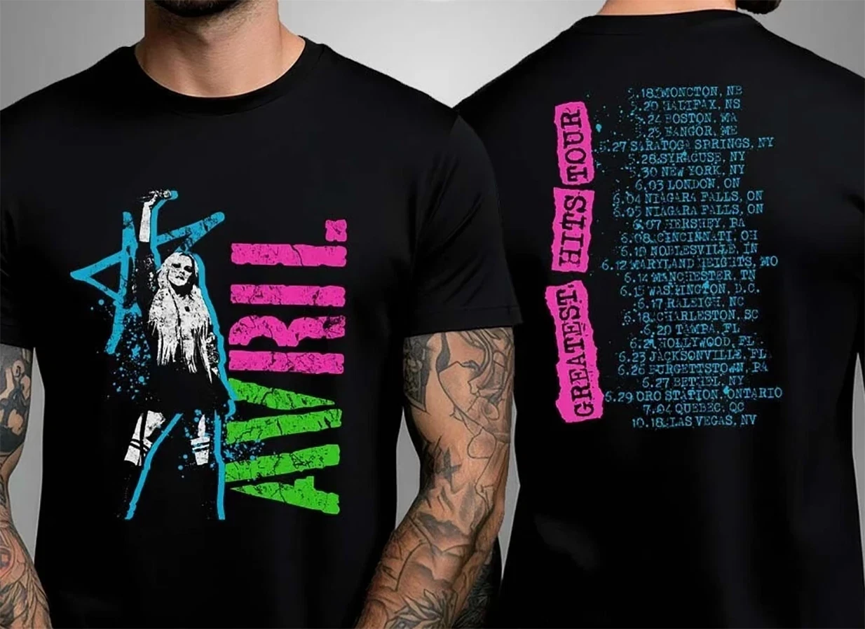 Avril Lavigne Greatest Hits Tour 2025 Tour Dates Two Sided Unisex T-Shirt