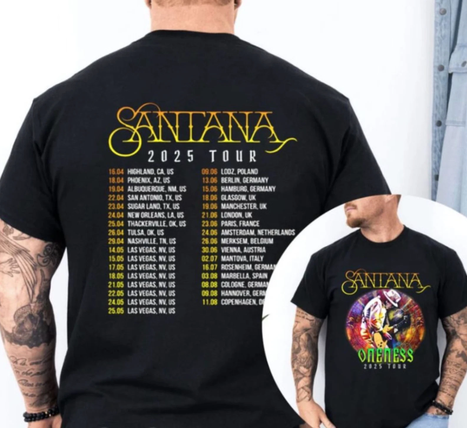 The Santana Oneness 2025 Tour Two Sides T-Shirt