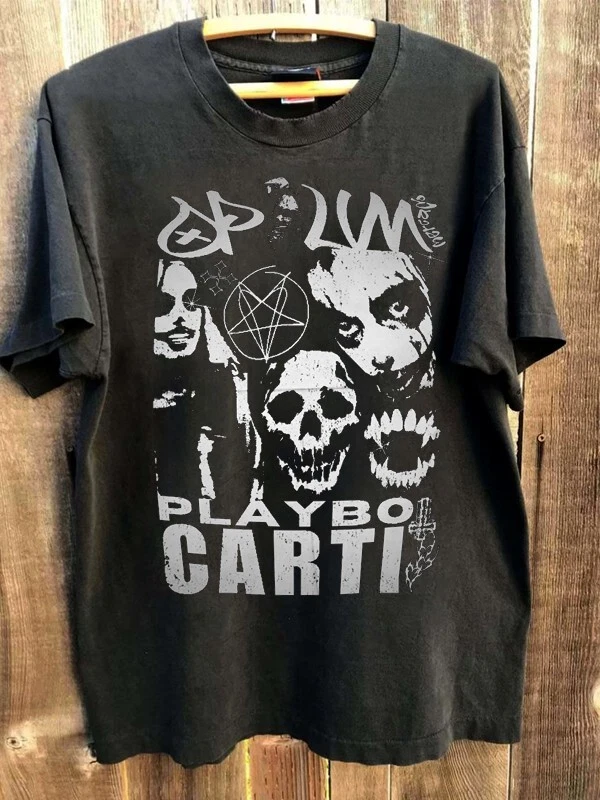 Print Playboi Carti Rap Hip Hop Black Shirt