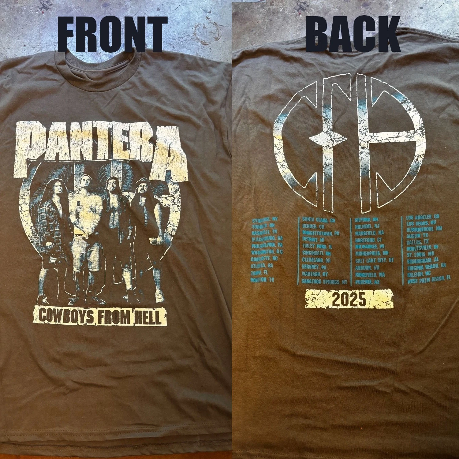 Reprint Pant*Ra Band Cowboy From Hell 2025 Us Tour T -Shirt