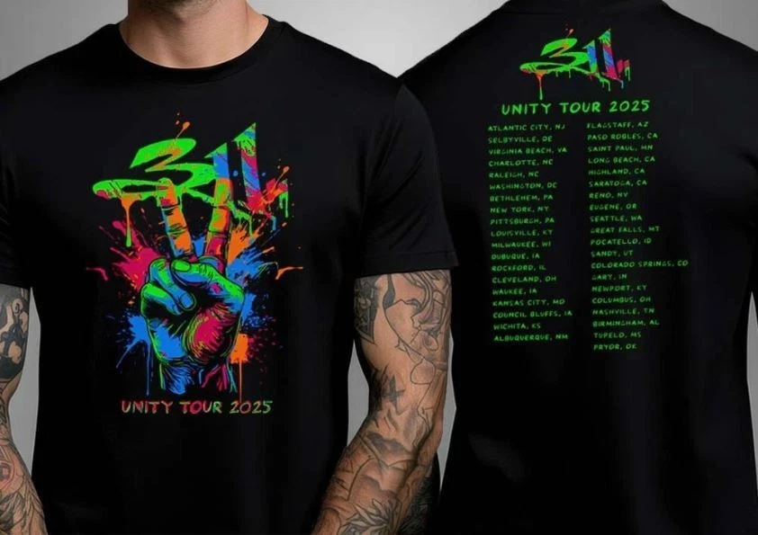 311 Band Unity Tour 2025 Peace Splatter Two Sided Unisex T-Shirt