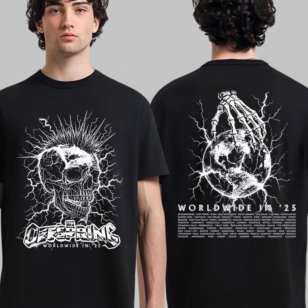 The Offspring Worldwide In 25 Mohawk Skull 2025 Tour Two Sided T-Shirt