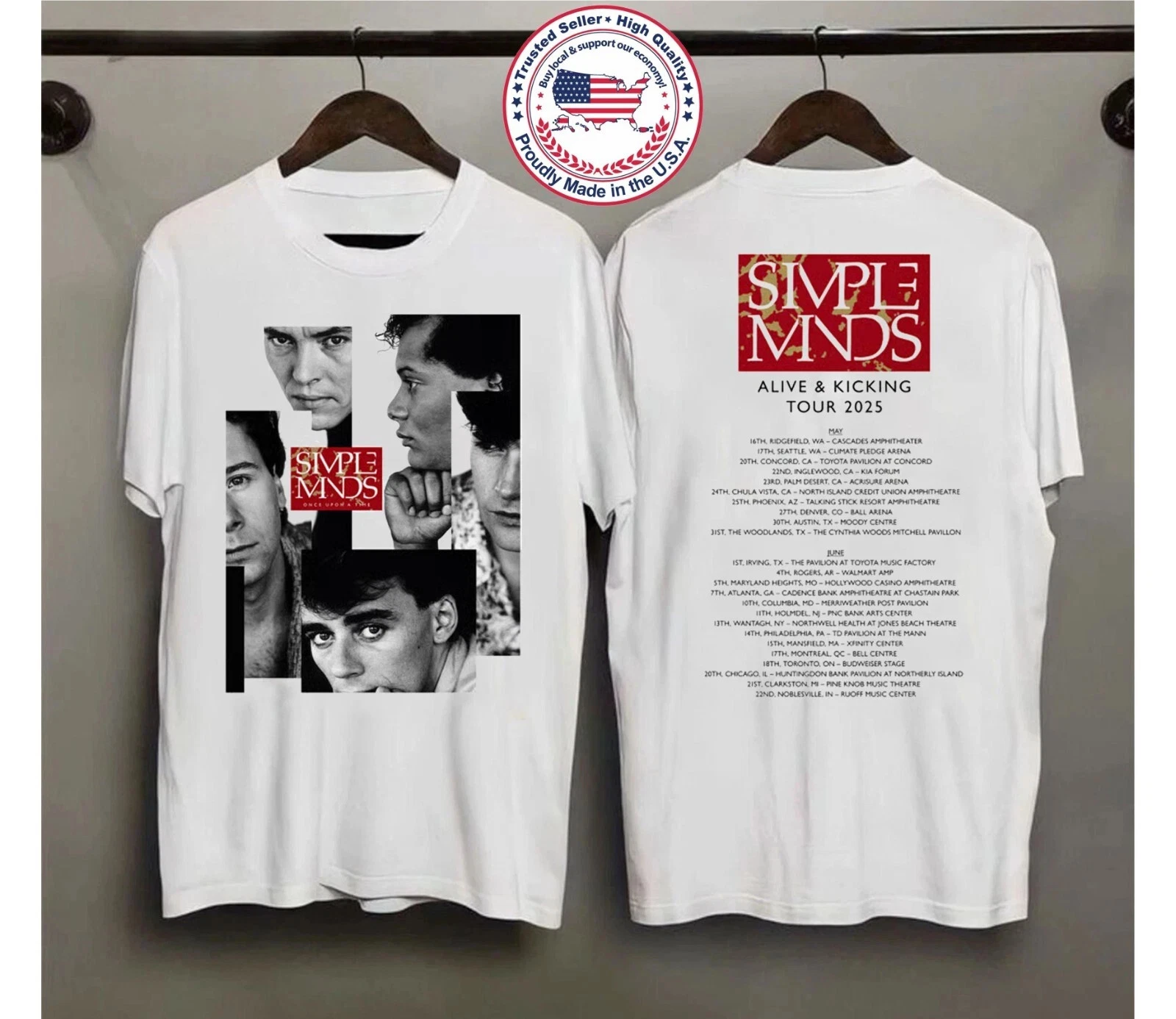 Simple Minds T-Shirt Reprint Alive And Kicking Tour 2025 Unisex