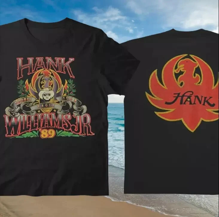 Vintage Hank Williams Jr Double Eagle 1989 Tour Black Double Sided T-Shirt